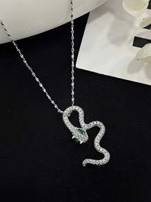 S925 纯银蛇形吊坠项链，甜美酷炫时尚个性简约风格女士锁骨链 - 動物 - 查看 2