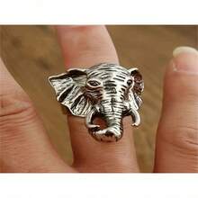 1pc Vintage Cool Animal Elephant Design Ring, Hip Hop Style Adjustable Ring For Teenagers - Elephant Ring - View 12