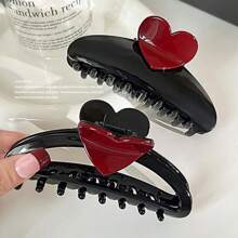 Heart Shaped Clip Hair Claw, Puff Ponytail Holder, Women's High Fashion Hair Accessories, Featuring Cute, Ideal For New Year Gift - B - View 2