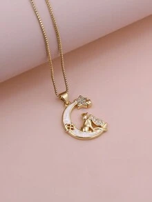 1條45cm豪華多用途立體氧化鋯白色閃閃發光的鯨魚狐狸頭小吉他魚骨吊墜項鍊女性時尚魅力珠寶 - 白色 - 查看 8