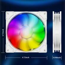 Ventilador De Caja De Computadora Rgb De 120 Mm, Refrigerador De Cpu De Pc Silencioso De 4 Pines Con Sincronización De Led, Enfriador Para Juegos - Blanco - Ver 7