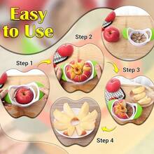 Stainless Steel Apple Slicer Corer Cutter Divider Kitchen Gadget For Fruits - Olive Green - View 5