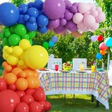 Set de 139 piezas de globos de látex de colores del arcoíris engrosados, con cadena de globos, aptos para decoración de cumpleaños, bodas y otras fiestas.