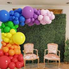Set de 139 piezas de globos de látex de colores del arcoíris engrosados, con cadena de globos, aptos para decoración de cumpleaños, bodas y otras fiestas.