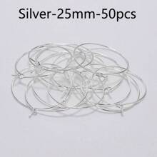 50入/100入金色/銀色大圓環金屬線圈耳環,diy垂墜耳環珠寶製作配件