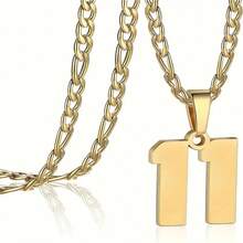 1 Miếng Mạ vàng Số Dây chuyền , Thép không gỉ Chuỗi , 60cm + 5cm , Cá nhân hóa Đồ treo Vật rủ xuống Đối với Quạt , Nam , NỮ , Con trai , Cô gái , Giáng sinh Qủa tặng ( ) - 1 dây chuyền mạ vàng 18k - Xem 66