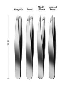 4入組高精度不銹鋼修指甲、眉毛、睫毛圓形鑷子,男士剃鬚毛、女士修眉鉗附有圓口、尖口、斜口、扁口鑷子 - 銀色 - 查看 6