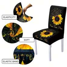 1 Pieza Cubierta De Silla De Girasol, Estilo Casual, Funda Removible Y Lavable De Silla De Comedor Elástica Impresa En Seda De Leche, Adecuada Para Restaurante, Hotel, Ceremonia, Decoración Navideña Y De Festivales