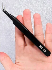 Anti-Static Stainless Steel Nail Art Tool Set With Bent & Straight Tweezers, Rhinestone Picker, Sticker Remover, For Home Or Salon Single Pack - Black - View 2