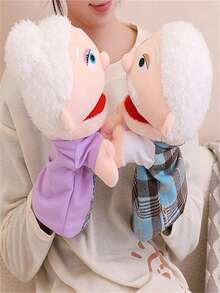 1 件卡通手偶、祖父母、毛絨玩具、家庭說故事工具、生日禮物、節日禮物、新年禮物 - 淺藍色 - 查看 4