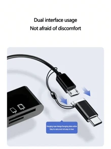 3-In-1 Multifunctional Card Reader With Type-C & Android Interfaces, Compatible With Tf/Sd Cards, Usb Flash Drives, Camera Cards, Type-C & Android Otg Devices - Black - View 7