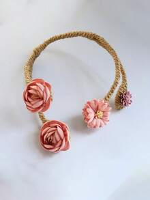 1 Pieza Ate Cortinero Con Diseño De Flor, Atadura Cortinera Transformable, Cuerda Decorativa De Accesorios Cortineros - Rosa - Ver 6