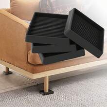 4pcs/Pack Square 3 Inch Furniture Pads Floor Protectors With Non-Slip Mat For Rubber Feet/Chair Leg/Wheel/Cup, Prevent Scratches On Hardwood Floor, Premium Furniture Non Skid Protection Pad - Black - View 2