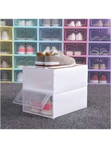 Paquete De Cajas para Zapatos Apilable Transparente, Zapatera Organizador a Prueba de Polvo, Zapatero con Solapa Transparente, Caja Zapatera Puede Utilizarse por Separado, Ahorro de Espacio, Zapateras Multicolor - Multicolor - Ver 2