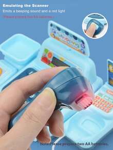 Mini Juguetes De Caja Registradora De Supermercado, Juguete De Casa De Juego, Juguetes De Caja Registradora De Simulación Pueden Escanear Sonido Y Luz Multifuncionales Para Obsequio De Cumpleaños - Azul - Ver 9