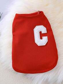Waffle Pattern Cute Simple Classic Accessories Pet Vest Design With Comfortable Dopamine Clothing - Red - View 18
