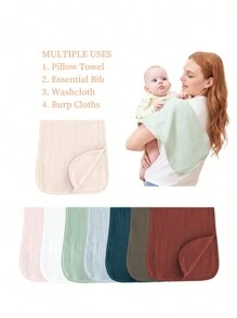 vuminbox 嬰兒打嗝布柔軟且吸水力強的手巾,能防溢奶和口水 - 米色 - 查看 3