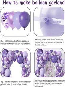 133 件紫色氣球花圈套件,帶有花朵和拱門風格,適合生日婚禮派對裝飾（配件顏色隨機） - 彩色 - 查看 6