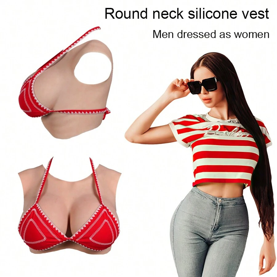 1pc Silicone Breast Pad For Crossdressing And Cosplay, C/D Cup Size, Suitable For Chest Enlargement, Can Be Used With Silicone Bra Or Tank Top Pride - Beige - View 1