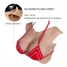1pc Silicone Breast Pad For Crossdressing And Cosplay, C/D Cup Size, Suitable For Chest Enlargement, Can Be Used With Silicone Bra Or Tank Top Pride - Beige - View 3