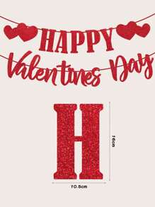 Happy Valentine's Day Banner Decor, Red Glitter Heart Wreath For Valentine's Day Party, Wedding, Romantic Home Decoration - Multicolor - View 4