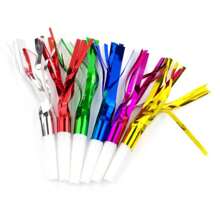 1袋6入組雨絲吹風龍哨,生日派對啦啦隊道具,口吹長度約16.5cm - 彩色 - 查看 4