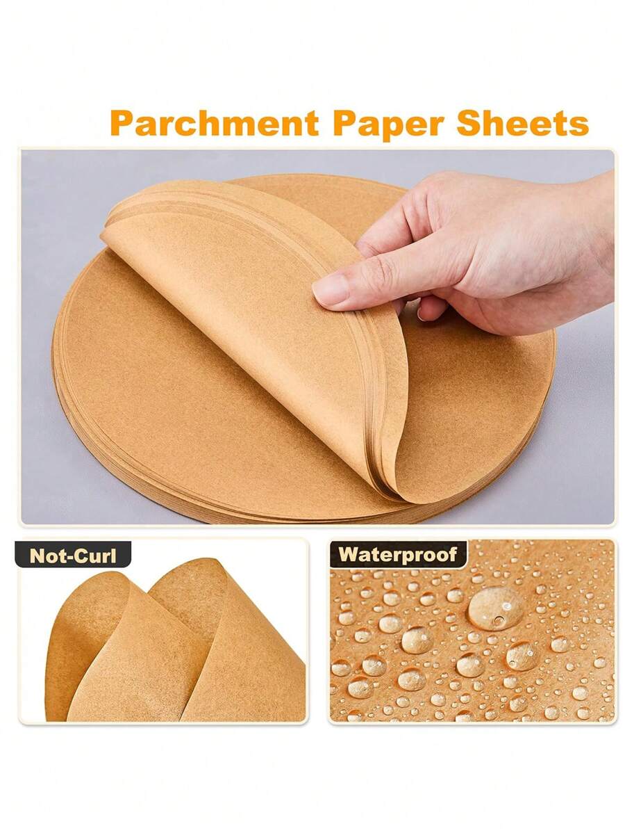 50/100/200 pezzi Carta da forno rotonda in pergamena, carta da forno rotonda antiaderente, carta per grigliare rotonda, carta oleata in silicone, carta per barbecue, per cuocere mini torte, separare torte surgelate, pizza, etc.