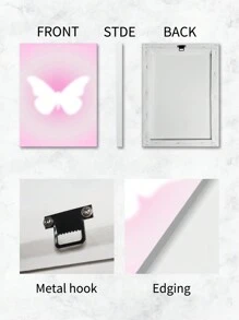 1 幅粉色带框帆布墙面艺术海报现代简约艺术蝴蝶版画墙壁装饰画适合女性女孩卧室客厅大学宿舍装饰带框 - 彩色 - 查看 6