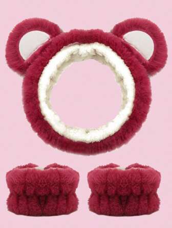 3 piezas Diademas populares con oso para lavado, maquillaje y diademas de dibujos animados lindos para otoño e invierno, diadema para el cuidado de la piel, belleza, productos para el cuidado de la piel, spa, autocuidado, herramientas para el cuidado de la piel, cuidado facial, suministros para esteticistas, piel, limpiador facial, tratamiento facial