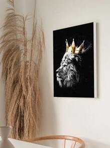 1張黑色現代獅王畫布海報動物極簡主義裝飾畫照片,可掛在臥室客廳裝飾用 - 彩色 - 查看 3