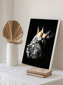 1張黑色現代獅王畫布海報動物極簡主義裝飾畫照片,可掛在臥室客廳裝飾用 - 彩色 - 查看 2