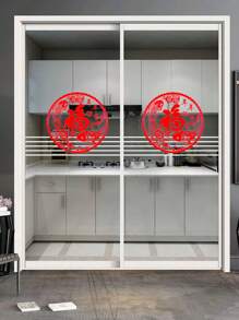 20pcs Random Chinese Character Design Pvc Self-Adhesive Window Clings For Chinese New Year Decoration - Multicolor - View 8