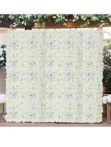 1片情人節人造花牆,人造玫瑰牆背景絲綢玫瑰牆板,適用於花牆裝飾,宴會婚禮、新娘、嬰兒淋浴和攝影裝飾,家居裝飾 - 白色 - 查看 1