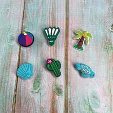 1套6入組羽毛球和海龜卡通圖案鞋飾,適合男女穿著,適合海灘、度假、假期禮物,自由組合diy裝飾 - 彩色 - 查看 4