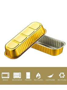 5/10/15pcs Rectangular Gold Foil Cupcake Liners With Lids, 1 Set Of Heatproof Mini Cake/Muffin Molds, Foil Pudding Dessert Cups, Wedding, Birthday Party Kitchen Supplies - Gold - View 6