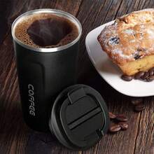 1pc 17oz Coffee Mug - Insulated Travel Mug With Leakproof Lid And Stainless Steel Thermal Cup, Reusable For Men And Women Hot & Cold Drinks, Suitable For Cars/Outdoors/Camping/Office/School - Black - View 6