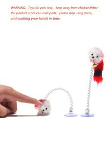 1 件吸盤彈簧老鼠貓玩具貓互動玩具萬衝寵物貓玩具 - 彩色 - 查看 3