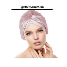 1只雙層緞子睡眠帽,美容化妝頭巾,十字交叉帽沖涼帽 - 粉色 - 查看 2