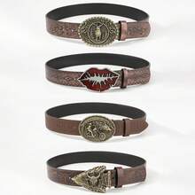 1pc Vintage Embossed Pu Waist Belt - Multicolor - View 1