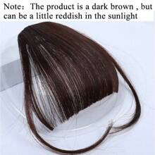 夹式刘海前片齐刘海假发 深棕色合成假发片 夹式接发 女士耐热 - Dark Brown - 查看 4