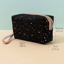 Black Portable Cosmetic Pouch For Women - Travel-Friendly Toiletry Organizer Bag Glitter Elegant Classy Makeup Storage Minimalist - Black - View 5