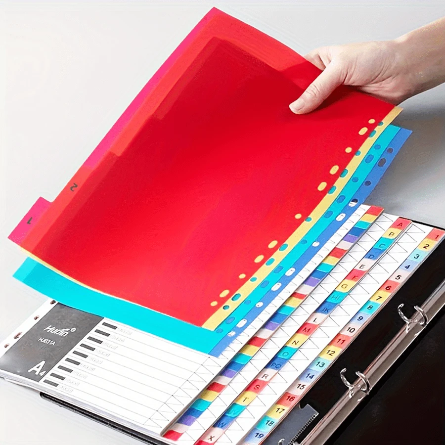 10 Sheets A4 Multi-Color Numbered Dividers & Digit Divider Pages, School Office Documents, Student File Storage Organizers (Assorted Colors),School Supplies,Back To School