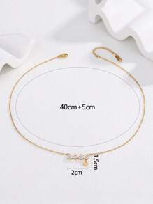 1 Piece Love Letter Pendant Necklace Heart Shaped Tassel Inlaid With Shiny Jewelry Valentine's Day Gift For Girlfriend - Gold - View 4