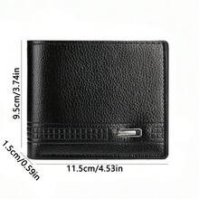 男士短款钱包带证件照窗口卡夹男士情人节礼物，多卡位钱包，男士商务钱包，短款双折钱包，学生钞票钱包，时尚耐磨皮革防水耐用信用卡银行卡夹钱夹包 - 黑色 - 查看 7