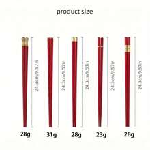 5對抗菌合金筷子,家庭防菌防潮筷子,每人一對,高觀賞性賀年筷子套裝(紅色) - 彩色 - 查看 6