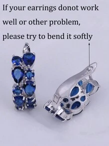 1 đôi Tuyệt đẹp Xanh Trắng Khối Zirconia  Thanh lịch Hợp thời Trang trí tròn Hoa tai Sang trọng Buổi tiệc Đồ trang sức Đối với phụ nữ - Màu xanh lam - Xem 7