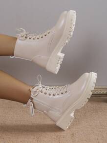 Botas Para La Escuela, La Calle Y La Fiesta Para Chicas Adolescentes - Beis - Ver 1