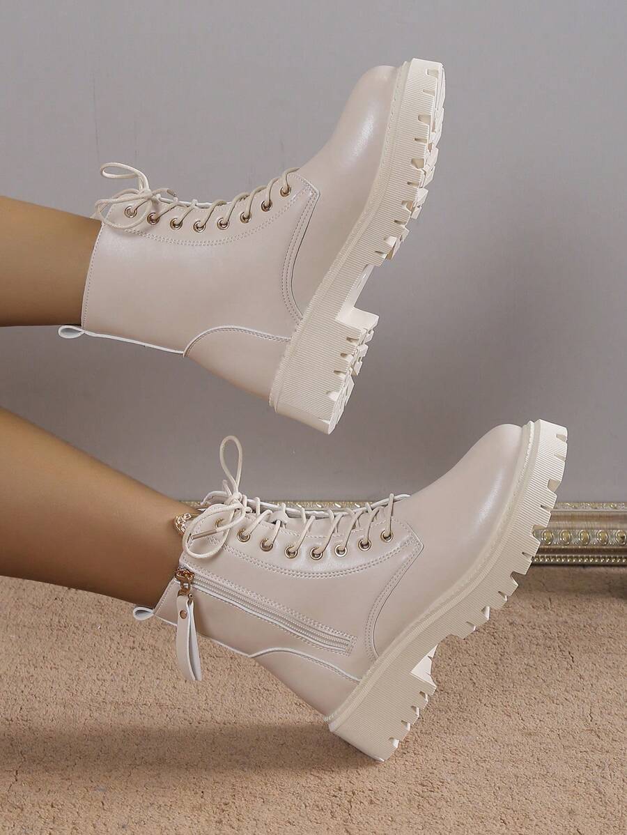 Botas Para La Escuela, La Calle Y La Fiesta Para Chicas Adolescentes - Beis - Ver 1