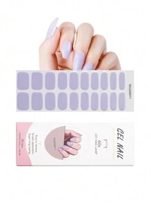 1盒經典實色半固化美甲貼片,20片供手足兩用,持久uv凝膠美甲貼紙,易於貼上和清除 - 紫色 - 查看 1