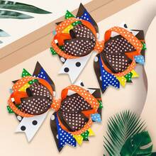 2入組4.5英寸時尚兒童髮箍附夾,適用於節日 - 彩色 - 查看 2